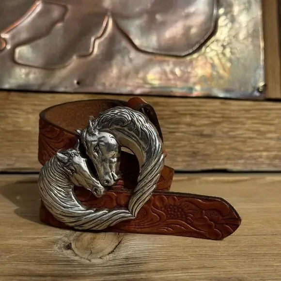 Justin Boots Brown Belt with Silver Buckle - Picture 3 of 10